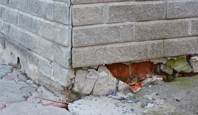 House foundation damaged